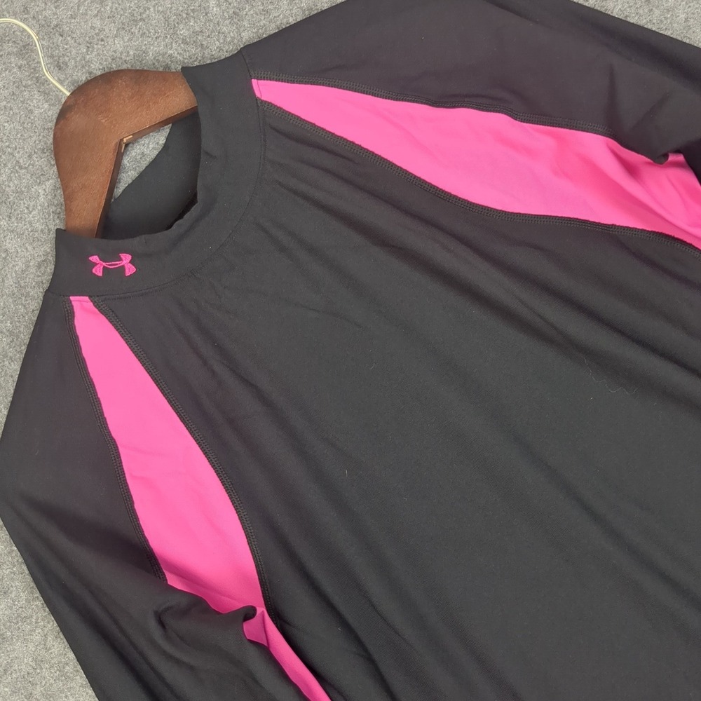 Under Armour‎ ColdGear Mock Neck Long Sleeve Shirt XXL Black Pink Colorblock